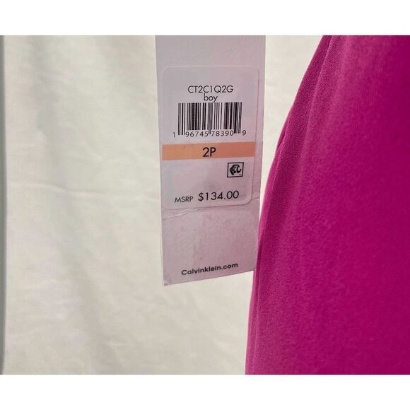 Calvin Klein Women's Petite Belted Button-Sleeve Sheath Dress - Pink 6P - Picture 5 of 8